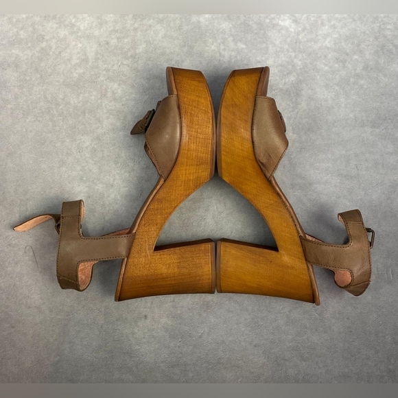 Musse & cloud wooden/leather platform heels Women's size 10 Made in Spain - Picture 10 of 12